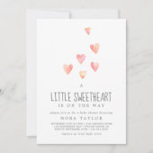 Invitation Aquarelle Coeurs Petit Baby shower amoureux (Devant)