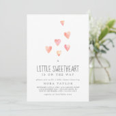 Invitation Aquarelle Coeurs Petit Baby shower amoureux (Debout devant)