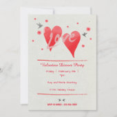 Invitation Aquarelle Coeurs Petit Baby shower amoureux  (Devant)