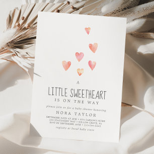Invitation Aquarelle Coeurs Petit Baby shower amoureux