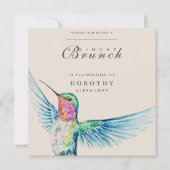 Invitation Aquarelle Colibri N'IMPORTE QUEL Brunch d'annivers (Devant)