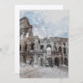 Invitation Aquarelle Colisée de Rome – Voyage élégant en Ital (Devant / Derrière)