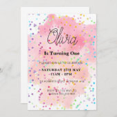 Invitation Aquarelle colorée à l'arc-en-ciel (Devant / Derrière)