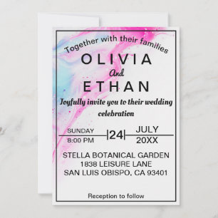 Invitation Aquarelle colorée Abstrait moderne Mariage