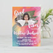 Invitation Aquarelle colorée Artsy Graduation Partie Photos (Debout devant)