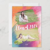 Invitation Aquarelle colorée Artsy Graduation Partie Photos (Dos)