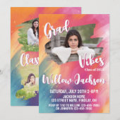 Invitation Aquarelle colorée Artsy Graduation Partie Photos (Devant / Derrière)