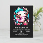 Invitation Aquarelle colorée Axolotl Fête d'anniversaire (Debout devant)