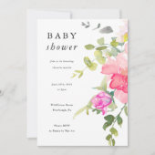 Invitation Aquarelle colorée Baby shower floral (Devant)