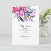 Invitation Aquarelle colorée Baby shower floral (Debout devant)