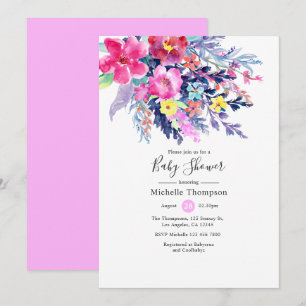 Invitation Aquarelle colorée Baby shower floral