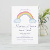 Invitation Aquarelle colorée Baptême arc-en-ciel ou baptême (Debout devant)