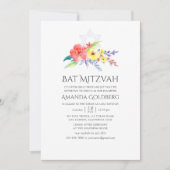 Invitation Aquarelle colorée Bat mitzvah floral (Devant)