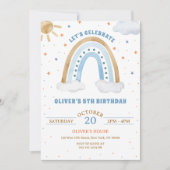 Invitation Aquarelle colorée Boho Rainbow Boy Anniversaire (Devant)