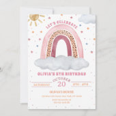 Invitation Aquarelle colorée Boho Rainbow Girl Anniversaire (Devant)