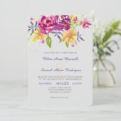 Invitation Aquarelle colorée Bouquet étincelant Mariage Invit (Debout devant)