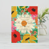 Invitation Aquarelle colorée design florale (Debout devant)