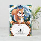 Invitation Aquarelle colorée Écureuil Anniversaire (Debout devant)