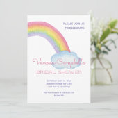 Invitation Aquarelle colorée Fête des mariées arc-en-ciel (Debout devant)