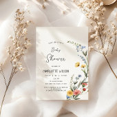 Invitation Aquarelle colorée Fleur sauvage bébé fille douche