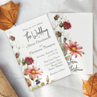 Invitation Aquarelle colorée Fleur sauvage de marguerite