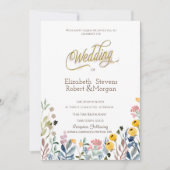 Invitation Aquarelle colorée Fleur sauvage Meadow (Devant)