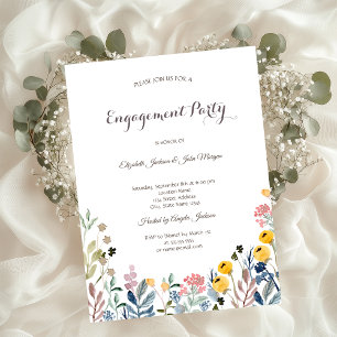 Invitation Aquarelle colorée Fleur sauvage Meadow