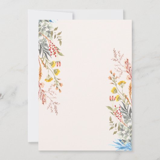 Invitation Aquarelle colorée Fleur sauvage Pré séché (Dos)