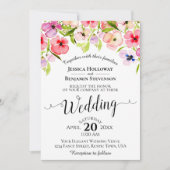 Invitation Aquarelle colorée Fleurs sauvages Mariage de print (Devant)