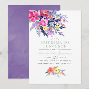 Invitation Aquarelle colorée Floral Bridesmaids Déjeuner