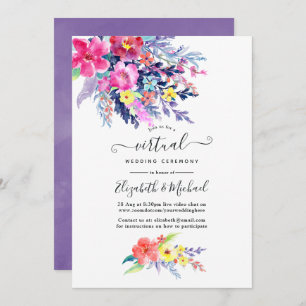 Invitation Aquarelle colorée Floral en ligne Mariage virtuel