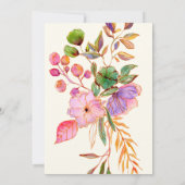 Invitation Aquarelle colorée Floral Illustration Mariage (Dos)