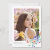 Invitation Aquarelle colorée Floral Photo Graduation Party (Dos)