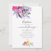 Invitation Aquarelle colorée Floral Spring Baptême (Devant)