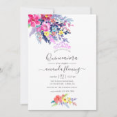 Invitation Aquarelle colorée Floral Spring Quinceañera (Devant)