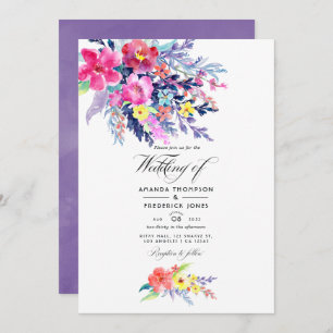 Invitation Aquarelle colorée Floral Spring Wedding Photo