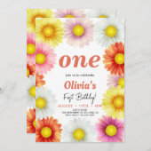 Invitation Aquarelle colorée marguerites anniversaire (Devant / Derrière)