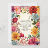 Invitation Aquarelle colorée Mariage Fiesta avec code QR (Devant)