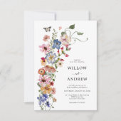 Invitation Aquarelle colorée Mariage floral (Devant)