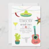 Invitation Aquarelle colorée mexicaine Fiesta Mariage (Devant)