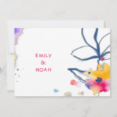 Invitation Aquarelle colorée moderne Mariage floral (Dos)