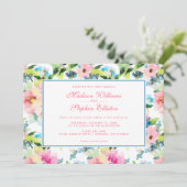 Invitation Aquarelle colorée Motif floral - Mariage (Debout devant)