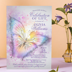 Invitation Aquarelle colorée Papillon Célébration de la vie