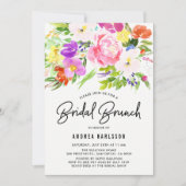 Invitation Aquarelle colorée Printemps fleurit Brunch nuptial (Devant)