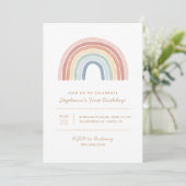 Invitation Aquarelle colorée Rainbow Girl Anniversaire (Debout devant)