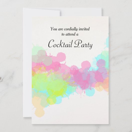Invitation Aquarelle colorée Splatter Cocktail Party (Devant)