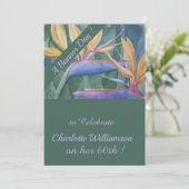 Invitation Aquarelle colorée tropicale Anniversaire floral (Debout devant)