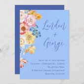 Invitation Aquarelle colorée tropicale Mariage floral (Devant / Derrière)