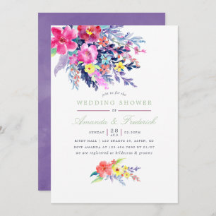Invitation Aquarelle colorée Wedding shower floral