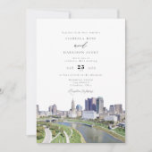 Invitation Aquarelle Columbus Ohio Skyline Peinture Mariage (Devant)